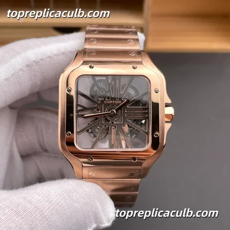 RF Factory Cartier Santos Skeleton Super Clone Watch 39.8MM Skeleton Dial WHSA0016